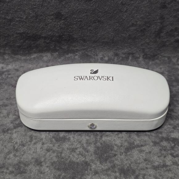 Swarovski White Leather Clamshell Eye Glass Case Clam Shell - Picture 2 of 13